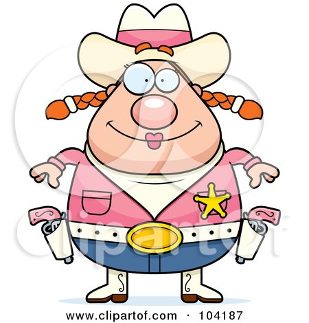 Royalty-Free (RF) Clipart Illustration of a Chubby Female Cowgirl Sheriff by Cory Thoman