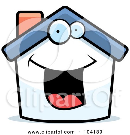 Royalty-Free (RF) Clipart Illustration of a Happy White Home by Cory Thoman