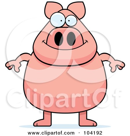 Royalty-Free (RF) Clipart Illustration of a Chubby Pink Pig by Cory Thoman