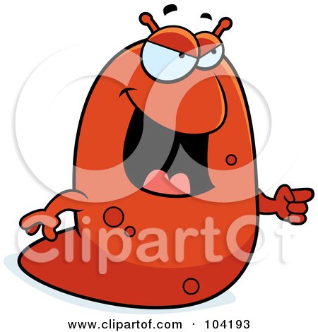 Royalty-Free (RF) Clipart Illustration of a Mad Slug Yelling And Pointing by Cory Thoman