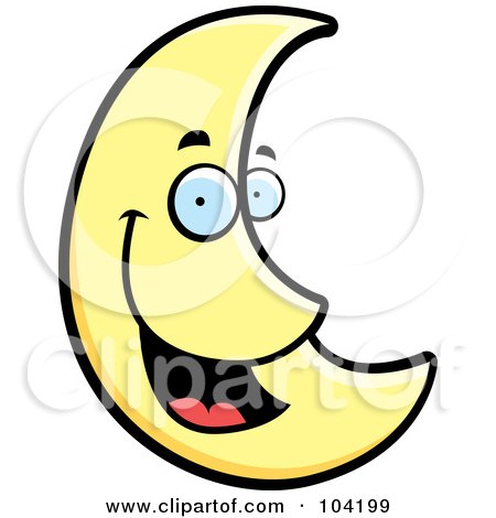 Royalty-Free (RF) Clipart Illustration of a Happy Crescent Moon by Cory Thoman