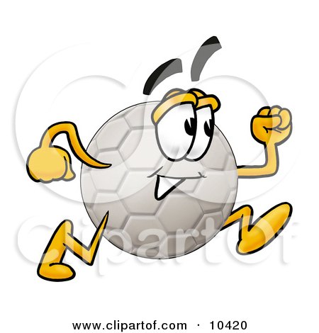 Clipart Picture of a Soccer Ball Mascot Cartoon Character Running by Mascot Junction