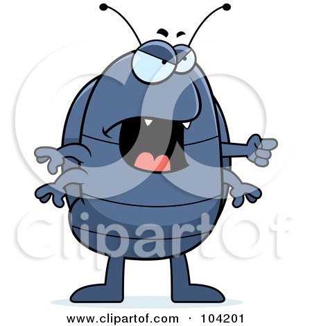Royalty-Free (RF) Clipart Illustration of a Mad Pill Bug Yelling And Pointing by Cory Thoman
