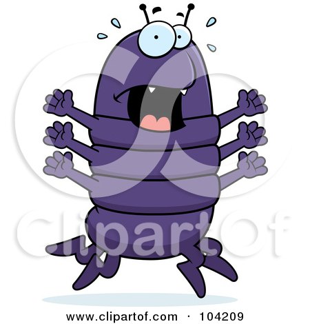 Royalty-Free (RF) Clipart Illustration of a Purple Centipede Screaming And Panicking by Cory Thoman