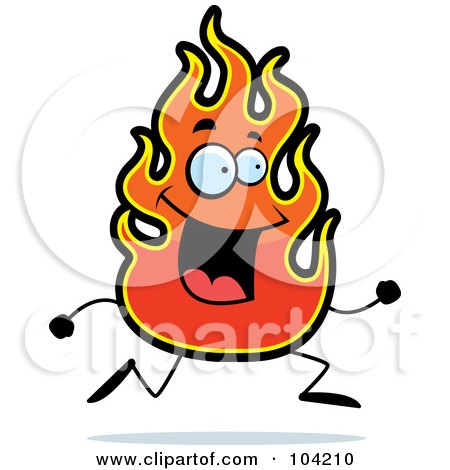 Royalty-Free (RF) Clipart Illustration of a Happy Flame Running by Cory Thoman