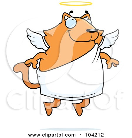 Royalty-Free (RF) Clipart Illustration of a Chubby Orange Angel Cat by Cory Thoman