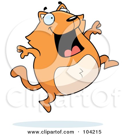 Royalty-Free (RF) Clipart Illustration of a Happy Orange Cat Leaping by Cory Thoman