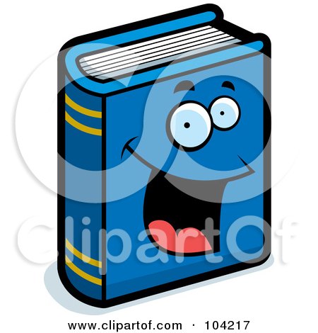 Royalty-Free (RF) Clipart Illustration of a Happy Blue Book by Cory Thoman