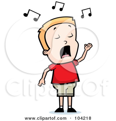 Royalty-Free (RF) Clipart Illustration of a Singing Blond Boy by Cory Thoman