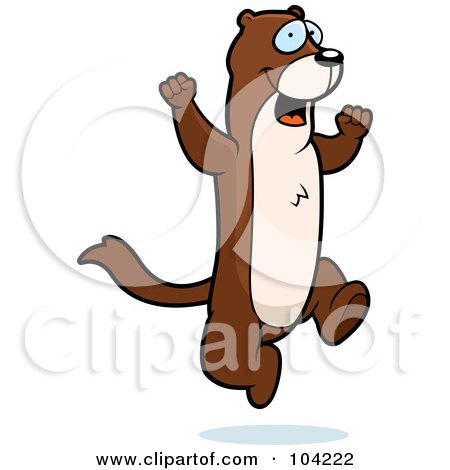 Royalty-Free (RF) Clipart Illustration of a Happy Jumping Weasel by Cory Thoman