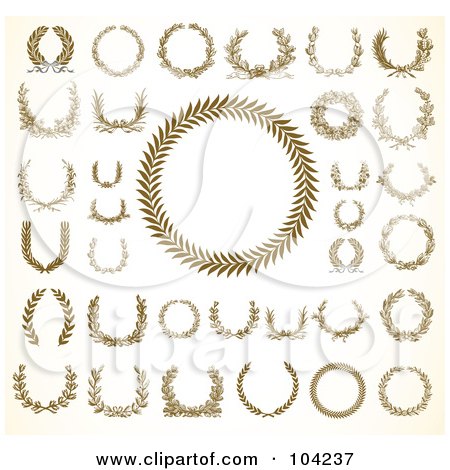 Royalty-Free (RF) Clipart Illustration of a Digital Collage Of Laurel Designs by BestVector