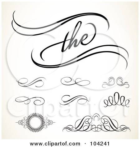 Royalty-Free (RF) Clipart Illustration of a Digital Collage Of The End Swirls And Designs by BestVector