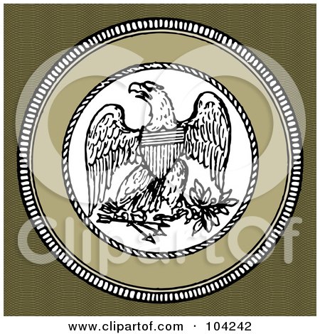 Royalty-Free (RF) Clipart Illustration of a Shield And Eagle Seal by BestVector