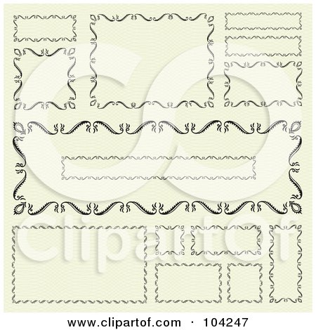 Royalty-Free (RF) Clipart Illustration of a Digital Collage Of Ornate Floral Frames On Beige by BestVector