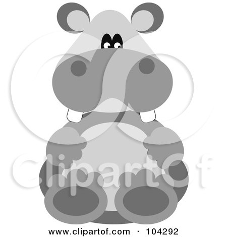 Royalty-Free (RF) Clipart Illustration of a Cute Gray Hippo Sitting by kaycee