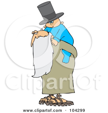 Royalty-Free (RF) Clipart Illustration of a New Year Baby Wearing A Top Hat And Riding On Father Time's Back by djart