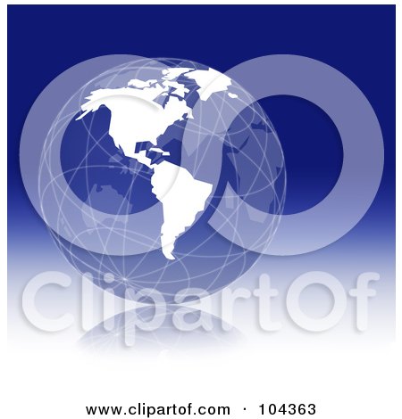 Royalty-Free (RF) Clipart Illustration of a Wire Globe With White Continents by BNP Design Studio
