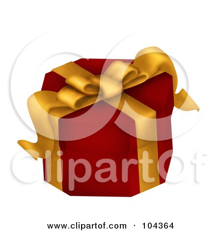 Royalty-Free (RF) Clipart Illustration of a 3d Red Gift Box With A Yellow Ribbon by BNP Design Studio