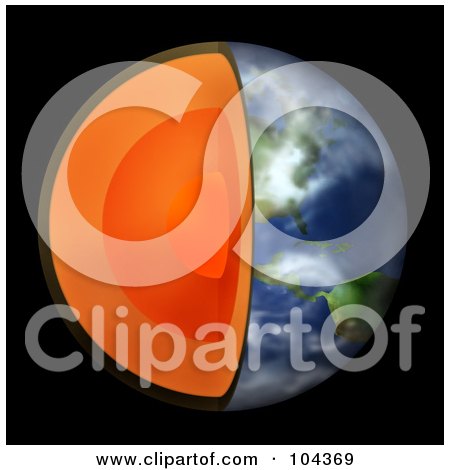 Royalty-Free (RF) Clipart Illustration of a 3d Earth With The Center Exposed by BNP Design Studio