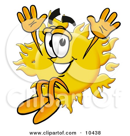 Clipart Picture of a Sun Mascot Cartoon Character Jumping by Mascot Junction