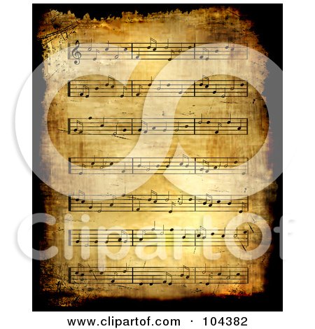 Royalty-Free (RF) Clipart Illustration of a Grungy Antique Sheet Music Background by BNP Design Studio