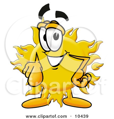 Clipart Picture of a Sun Mascot Cartoon Character Pointing at the Viewer by Mascot Junction