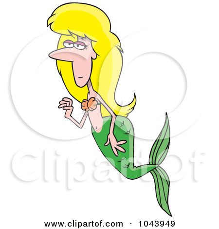 Royalty-Free (RF) Clip Art Illustration of a Cartoon Swimming Mermaid by toonaday