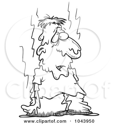 Royalty-Free (RF) Clip Art Illustration of a Cartoon Black And White Outline Design Of A Hot Man Melting by toonaday