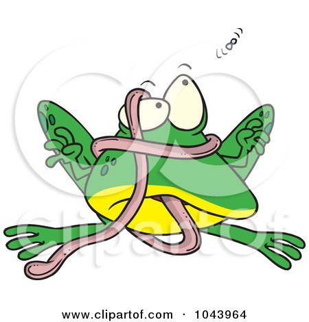 Royalty-Free (RF) Clip Art Illustration of a Cartoon Frog Tangled In His Tongue by toonaday