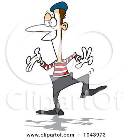 Royalty-Free (RF) Clip Art Illustration of a Cartoon Performing Mime by toonaday