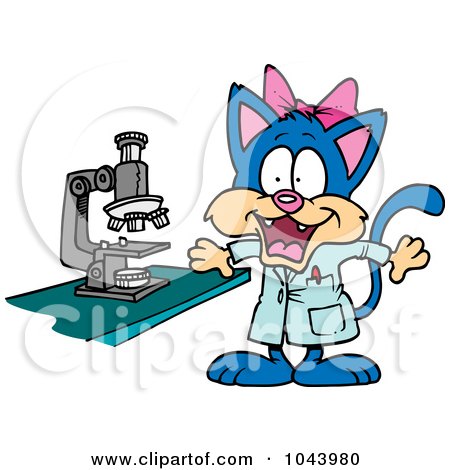 Royalty-Free (RF) Clip Art Illustration of a Cartoon Cat Scientist by toonaday