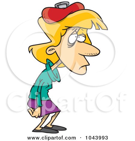Royalty-Free (RF) Clip Art Illustration of a Cartoon Businesswoman With A Migraine And Ice Pack by toonaday