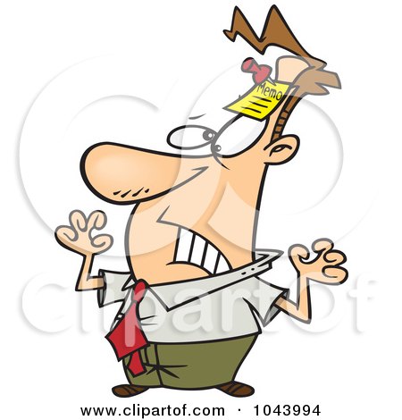 Royalty-Free (RF) Clip Art Illustration of a Cartoon Memo Pinned To A Businessman by toonaday