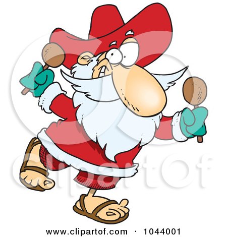Royalty-Free (RF) Clip Art Illustration of a Cartoon Mexican Santa Shaking Maracas by toonaday