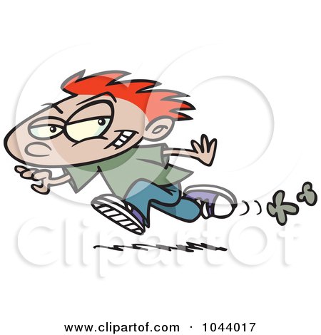 Royalty-Free (RF) Clip Art Illustration of a Cartoon Running Mischievous Boy by toonaday