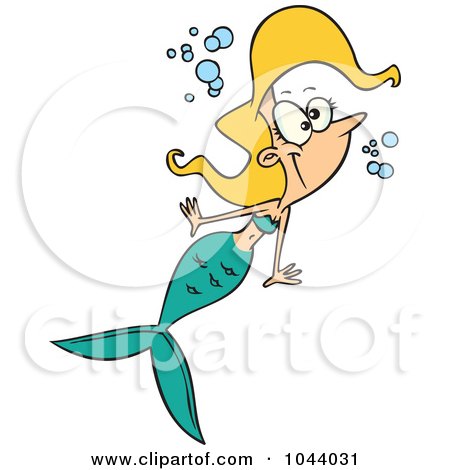 Royalty-Free (RF) Clip Art Illustration of a Cartoon Happy Swimming Mermaid by toonaday