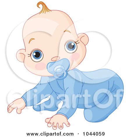 Royalty-Free (RF) Clip Art Illustration of a Baby Boy Crawling by Pushkin