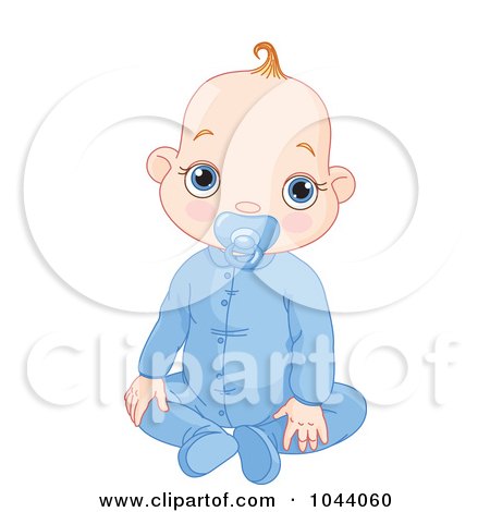 Royalty-Free (RF) Clip Art Illustration of a Baby Boy With A Pacifier by Pushkin