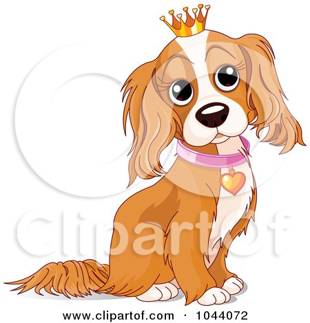 Royalty-Free (RF) Clip Art Illustration of a Spoiled Cocker Spaniel Dog Wearing A Crown by Pushkin