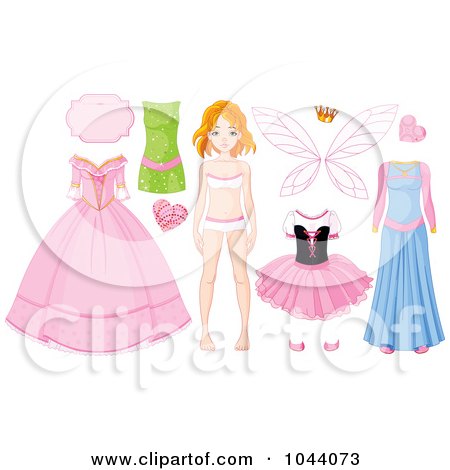 Royalty-Free (RF) Clip Art Illustration of a Digital Collage Of A Girl With Fairy Princess Items by Pushkin
