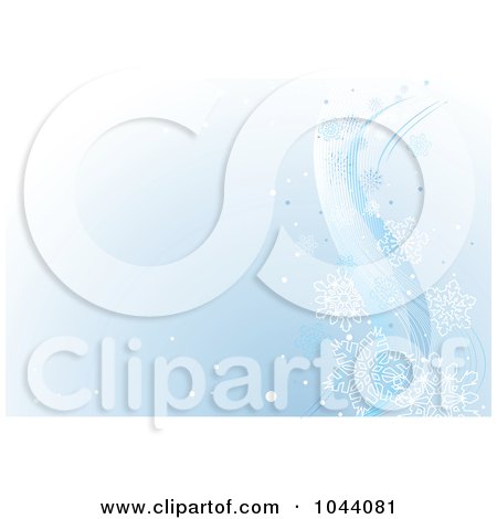 Royalty-Free (RF) Clip Art Illustration of a Blue Snowflake Wave Background by Pushkin