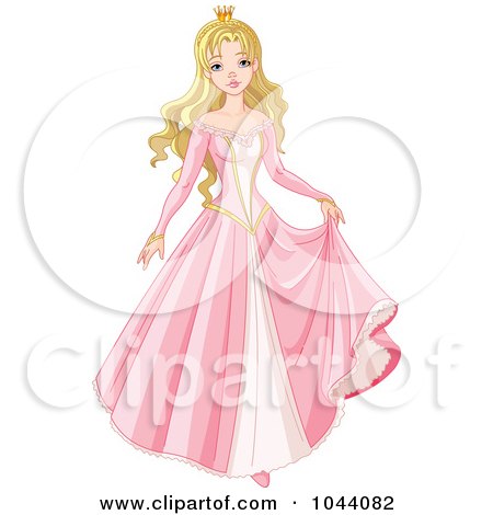 Royalty-Free (RF) Clip Art Illustration of a Beautiful Blond Princess In A Pink Dress by Pushkin
