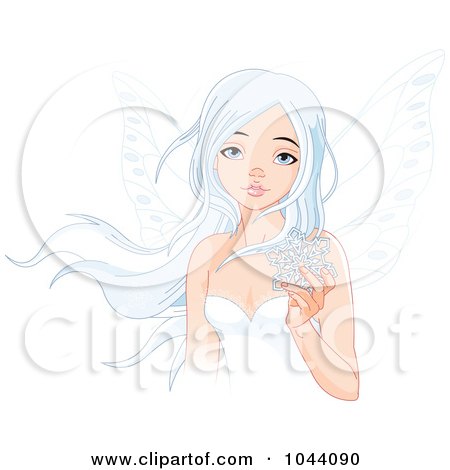 Royalty-Free (RF) Clip Art Illustration of a Winter Fairy Holding A Snowflake by Pushkin