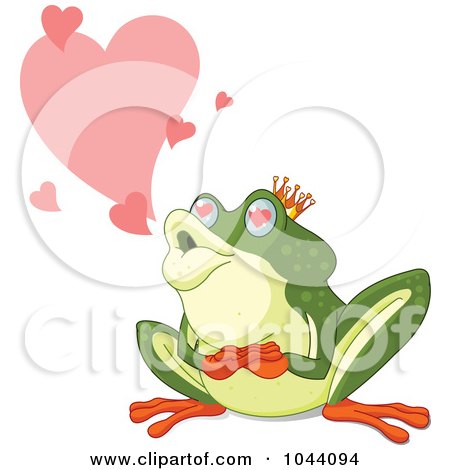 Royalty-Free (RF) Clip Art Illustration of a Frog Prince With Hearts by Pushkin