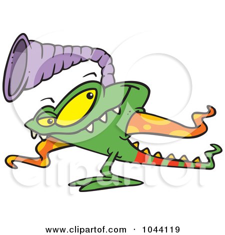 Royalty-Free (RF) Clip Art Illustration of a Cartoon Monster With Tentacles And A Horn by toonaday