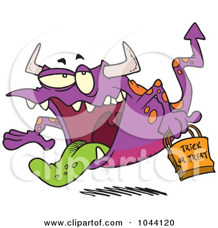Royalty-Free (RF) Clip Art Illustration of a Cartoon Trick Or Treating Monster by toonaday