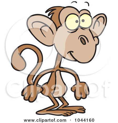 Royalty-Free (RF) Clip Art Illustration of a Cartoon Standing Monkey by toonaday