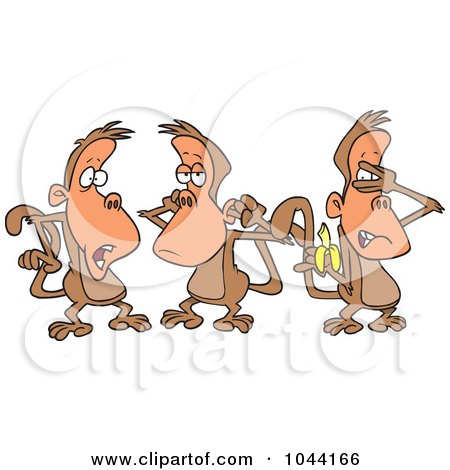 Royalty-Free (RF) Clip Art Illustration of a Cartoon Group Of Three Monkeys by toonaday
