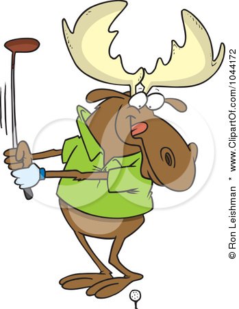 Royalty-Free (RF) Clip Art Illustration of a Cartoon Golfing Moose by toonaday