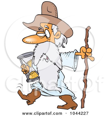 Royalty-Free (RF) Clip Art Illustration of a Cartoon Father Time Carrying An Hourglass by toonaday
